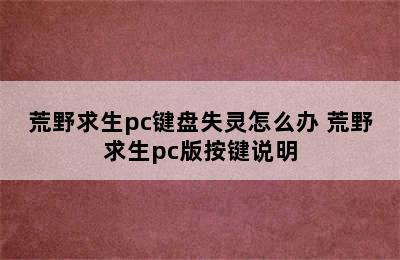 荒野求生pc键盘失灵怎么办 荒野求生pc版按键说明